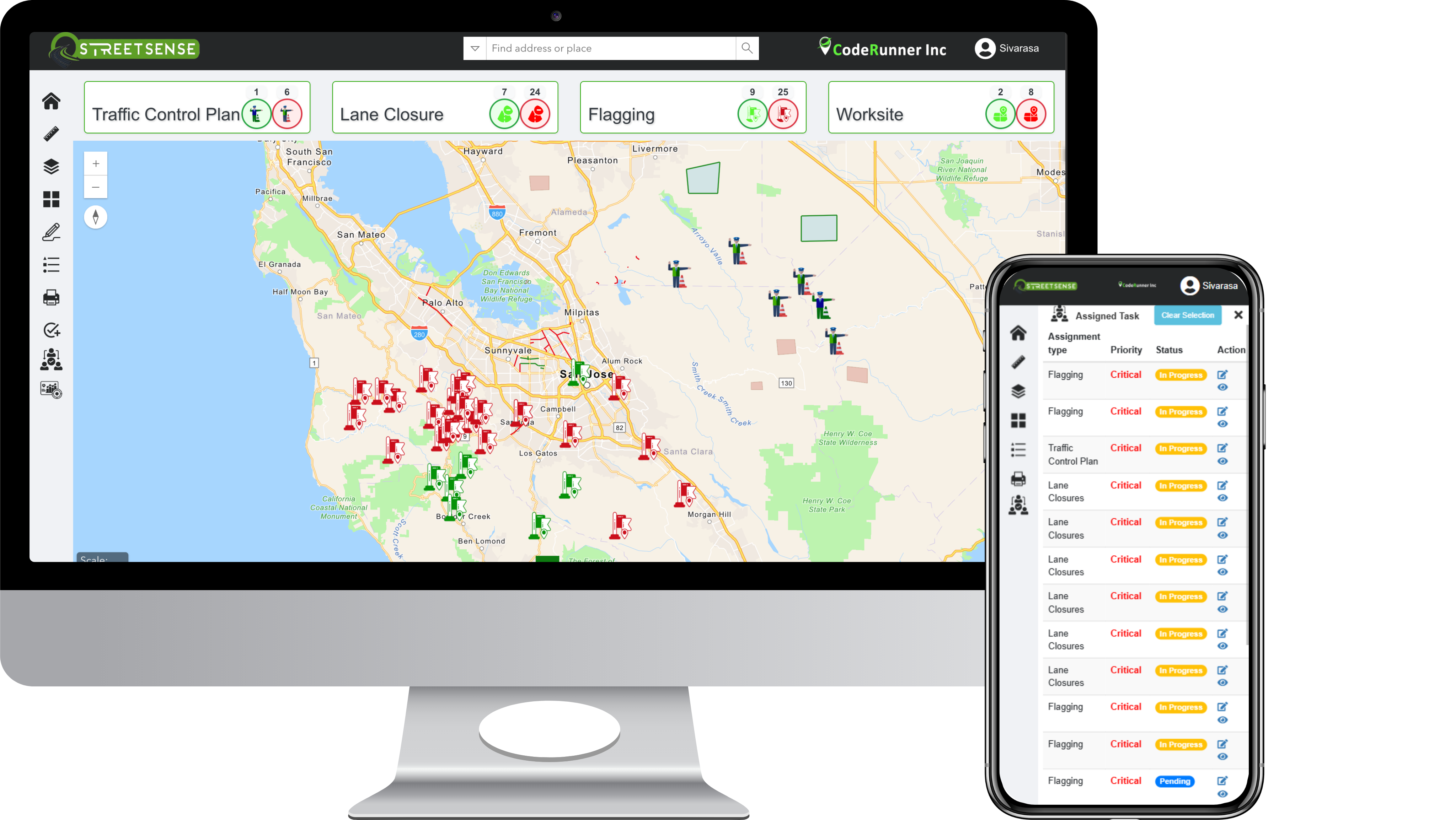 StreetSense dashboard on tablet
